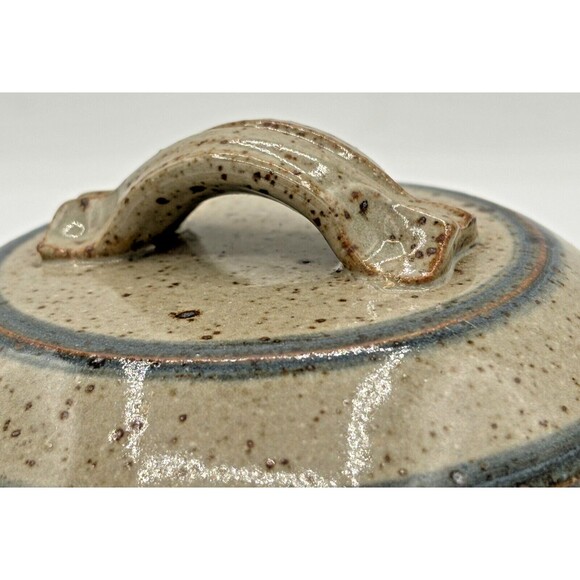 Stoneware Art Pottery Covered Dish Garlic Roaster Baker Speckled Glaze‎ Pattern - Picture 16 of 16
